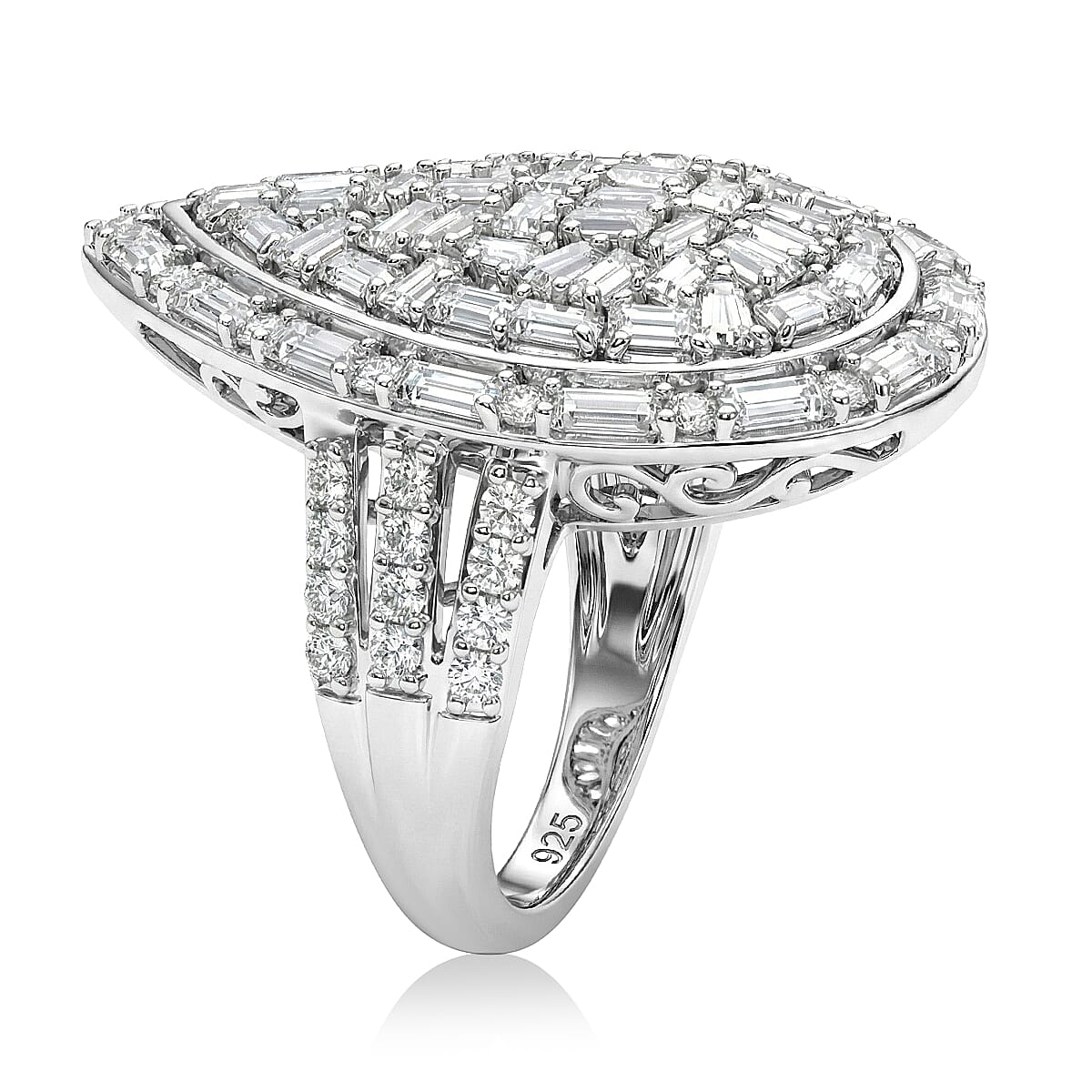 D'Joy Moissanite 2.85 ctw Shattered Mirror Ring in Rhodium Over Sterling Silver (Size 7.0) image number 3