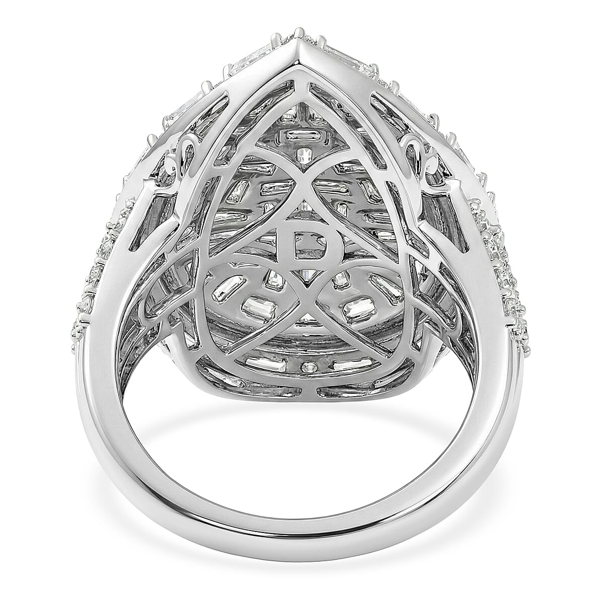 D'Joy Moissanite 2.85 ctw Shattered Mirror Ring in Rhodium Over Sterling Silver (Size 7.0) image number 4