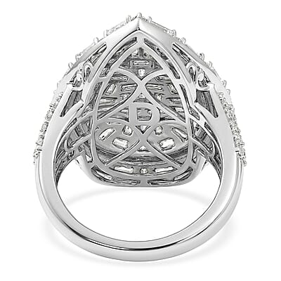 D'Joy Moissanite 2.85 ctw Shattered Mirror Ring in Rhodium Over Sterling Silver (Size 7.0)