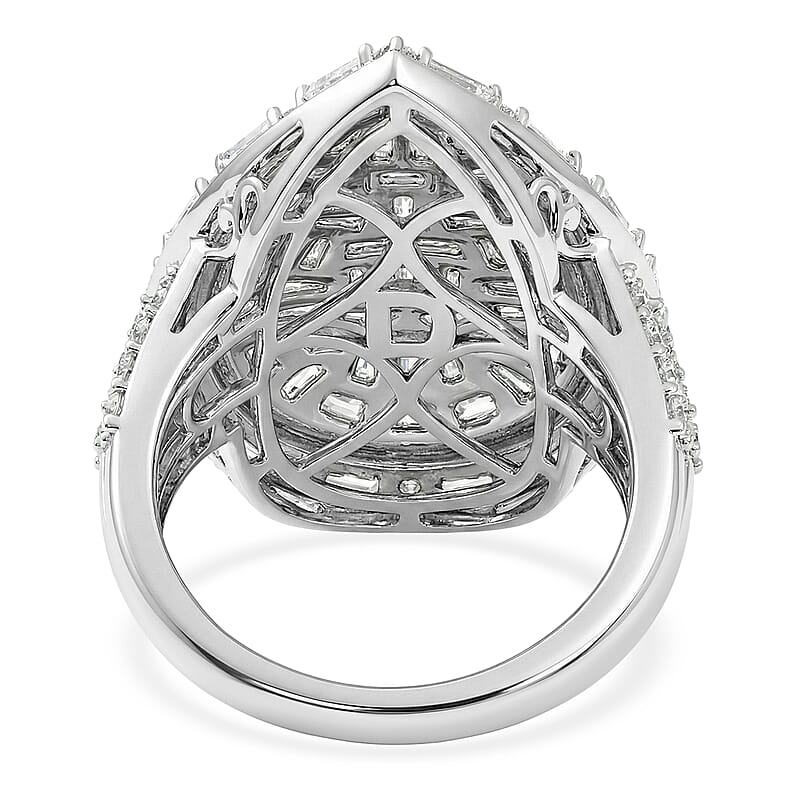 D'Joy Moissanite 2.85 ctw Shattered Mirror Ring in Rhodium Over Sterling Silver (Size 7.0)