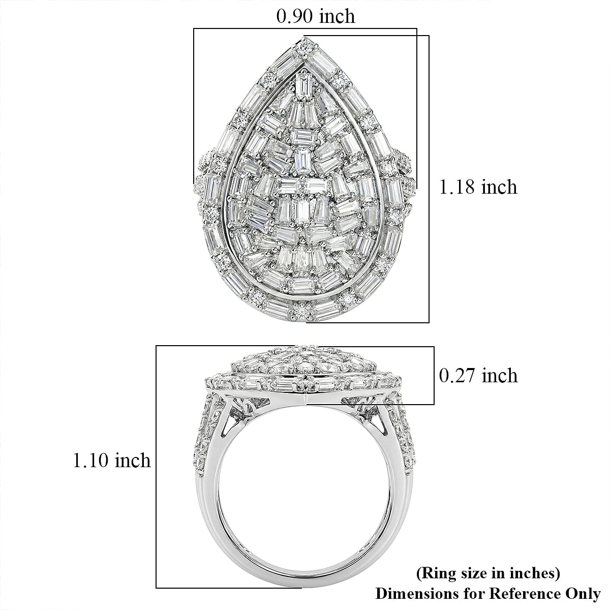 D'Joy Moissanite 2.85 ctw Shattered Mirror Ring in Rhodium Over Sterling Silver (Size 7.0) image number 5
