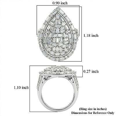D'Joy Moissanite 2.85 ctw Shattered Mirror Ring in Rhodium Over Sterling Silver (Size 7.0)