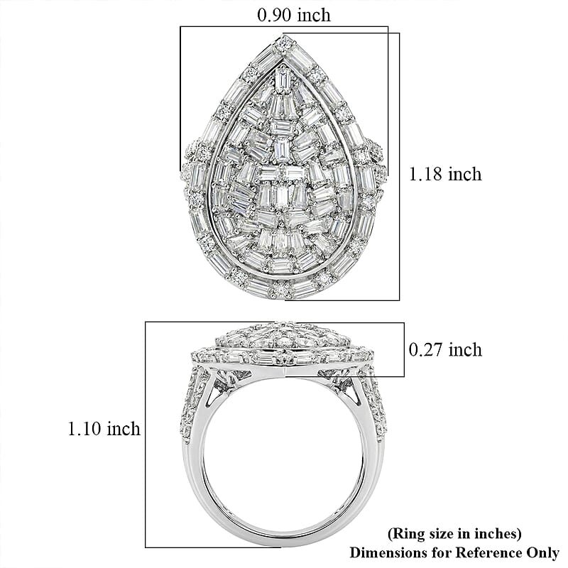 D'Joy Moissanite 2.85 ctw Shattered Mirror Ring in Rhodium Over Sterling Silver (Size 7.0)