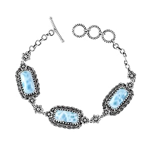D'Joy Artisan Crafted Premium Larimar 19.70 ctw Bracelet in Sterling Silver (6.50-8.0In)