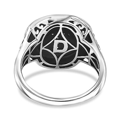 D'Joy Passport to Israel Artisan Crafted White Zircon 0.30 ctw Men's Ring in 18K YG Plated and Sterling Silver (Size 14.0)