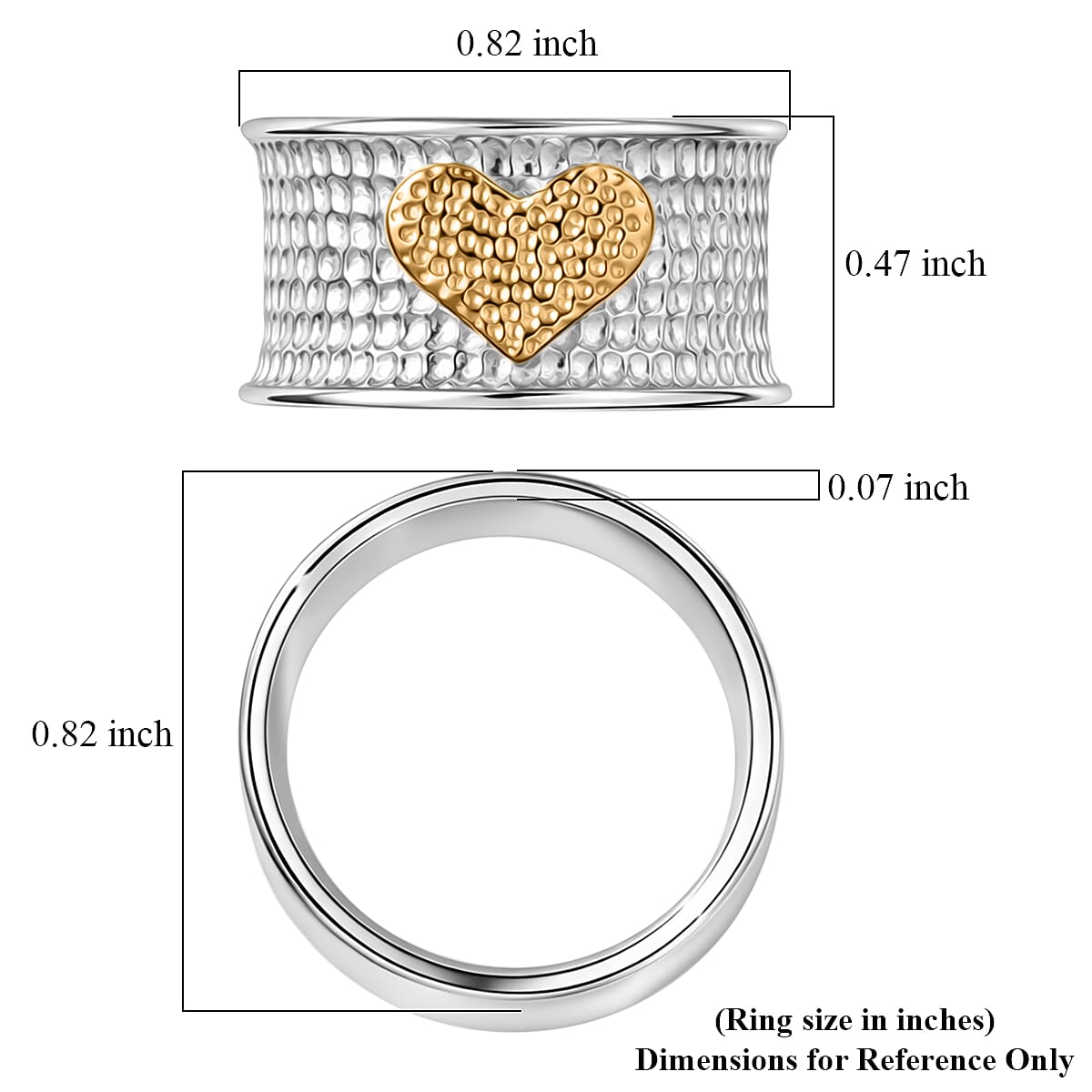 D'Joy Passport to Israel 18K Vermeil YG and Rhodium Over Sterling Silver Heart Ring (Size 10.0) (5.75 g) image number 5