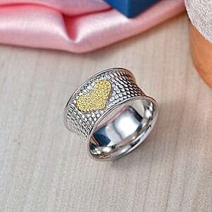 D'Joy Passport to Israel 18K Vermeil YG and Rhodium Over Sterling Silver Heart Ring (Size 10.0) (5.75 g)