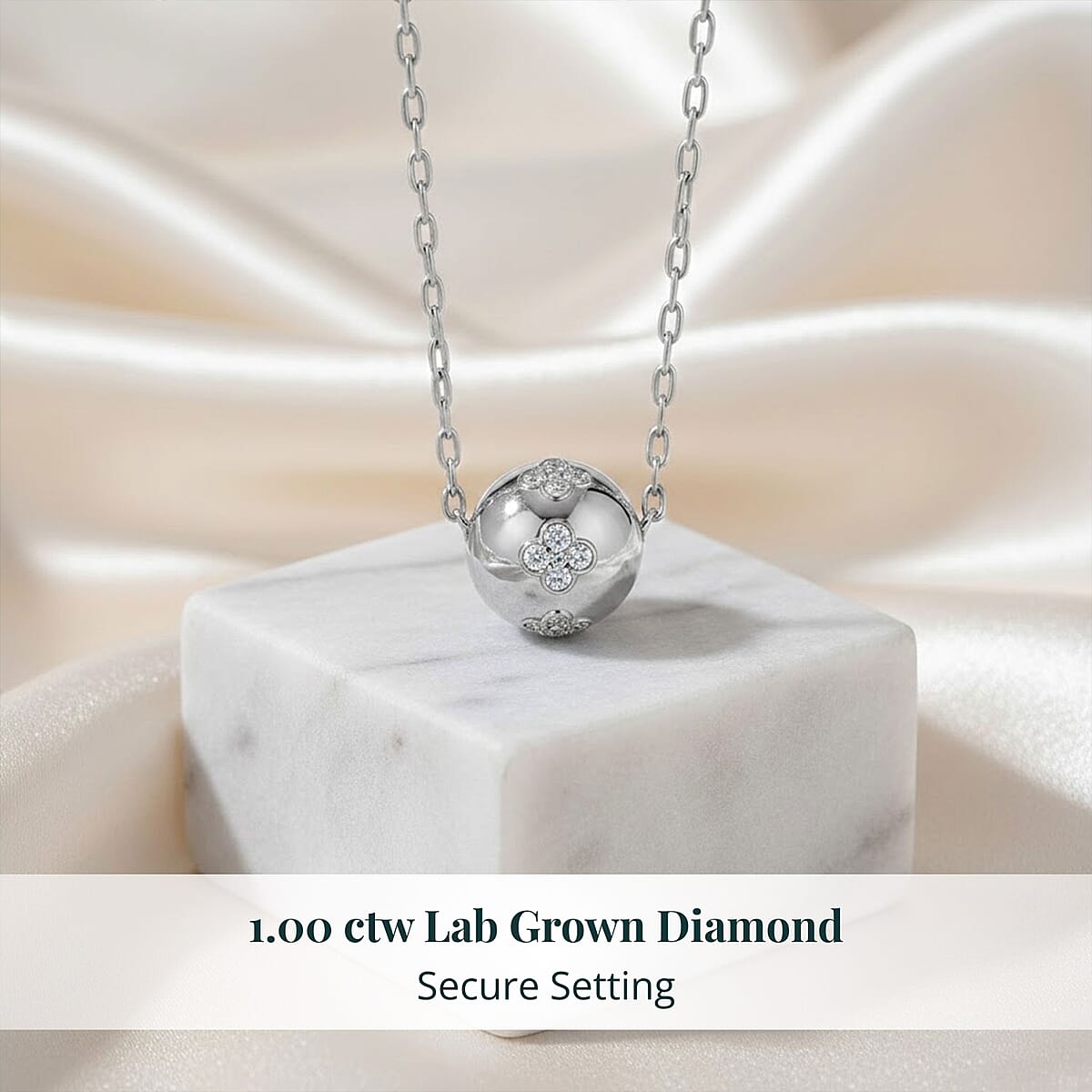 Luxuriant Lab Grown Diamond Necklace (18-20 Inches) in Sterling Silver 1.00 ctw image number 4