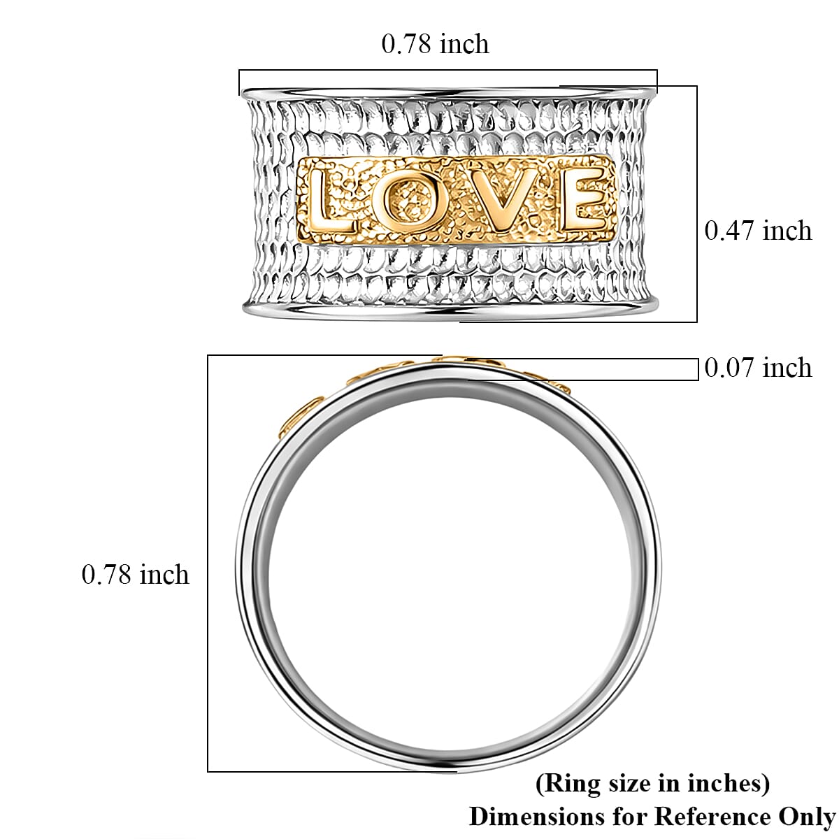 D'Joy Passport to Israel Band Ring in 18K Vermeil YG and Rhodium Over Sterling Silver (Size 6.0) 3.50 Grams image number 5