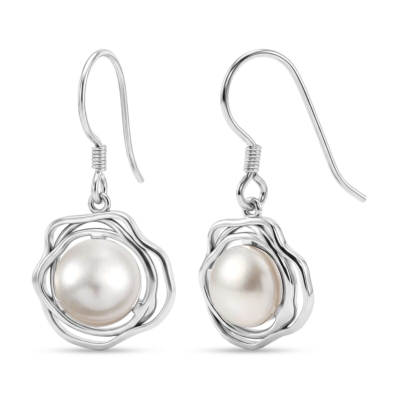 D'Joy Passport to Israel Artisan Crafted Freshwater Pearl Earrings in Sterling Silver