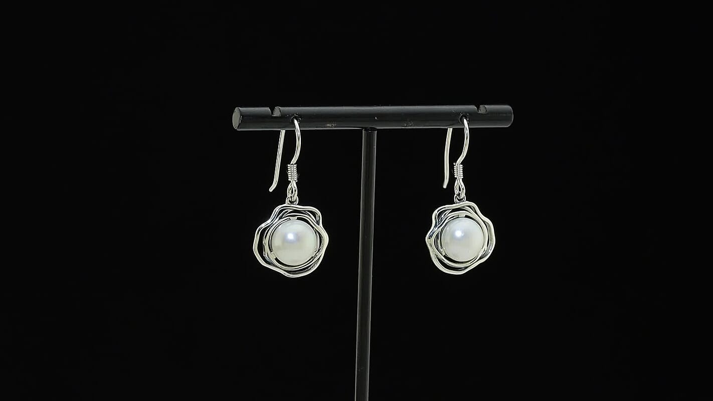 D'Joy Artistry to Israel Artisan Crafted Freshwater Pearl Earrings in Sterling Silver