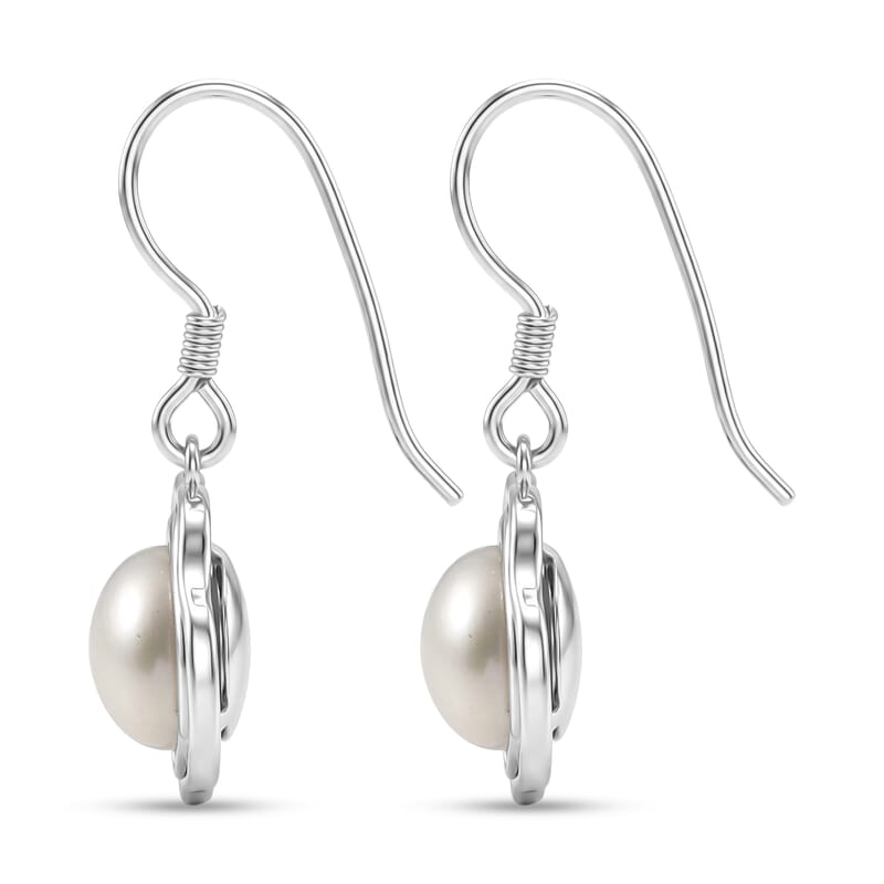 D'Joy Passport to Israel Artisan Crafted Freshwater Pearl Earrings in Sterling Silver