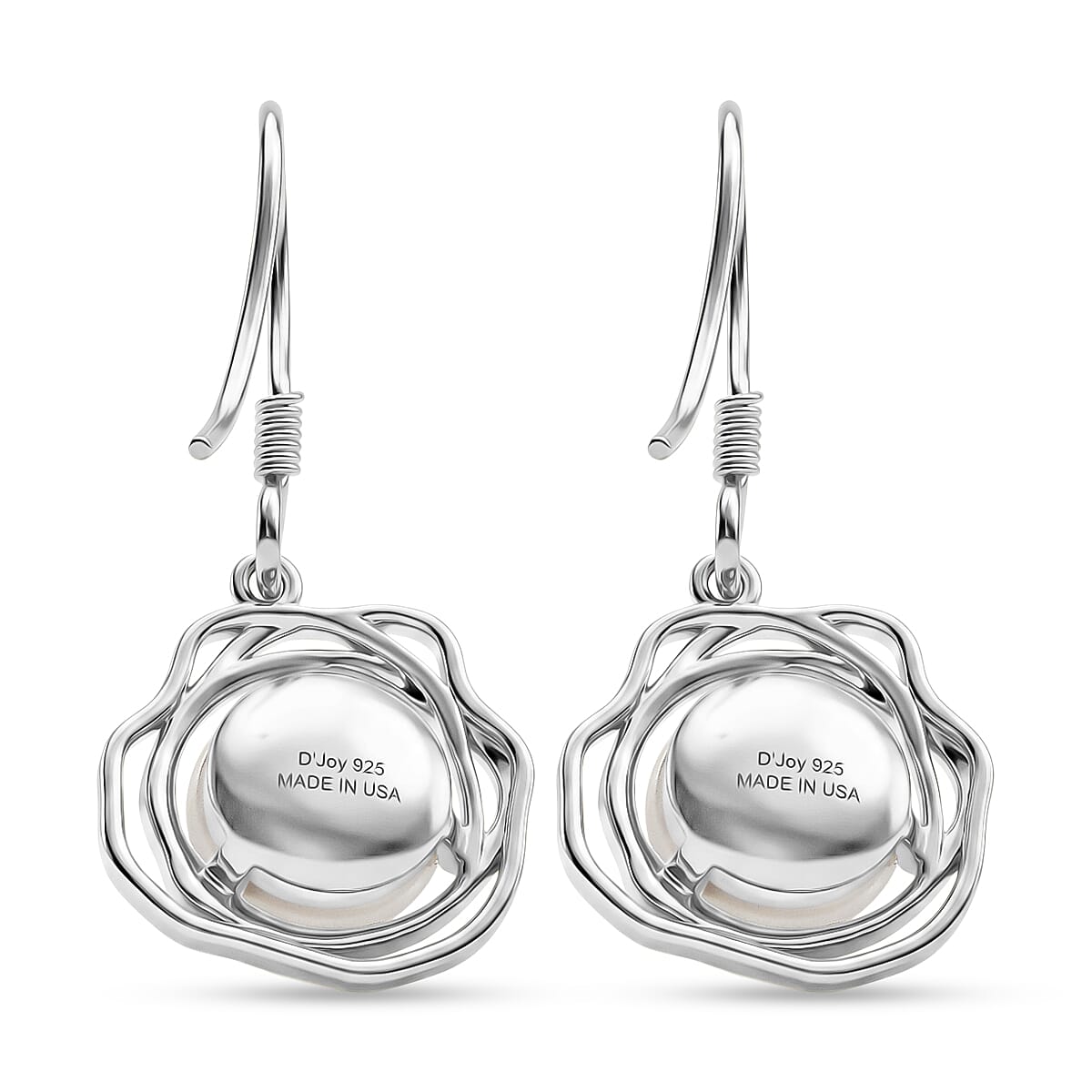 D'Joy Passport to Israel Artisan Crafted Freshwater Pearl Earrings in Sterling Silver