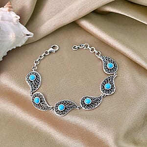 D'Joy Artisan Crafted Premium Sleeping Beauty Turquoise 1.85 ctw Bracelet in Sterling Silver (7.25 In)