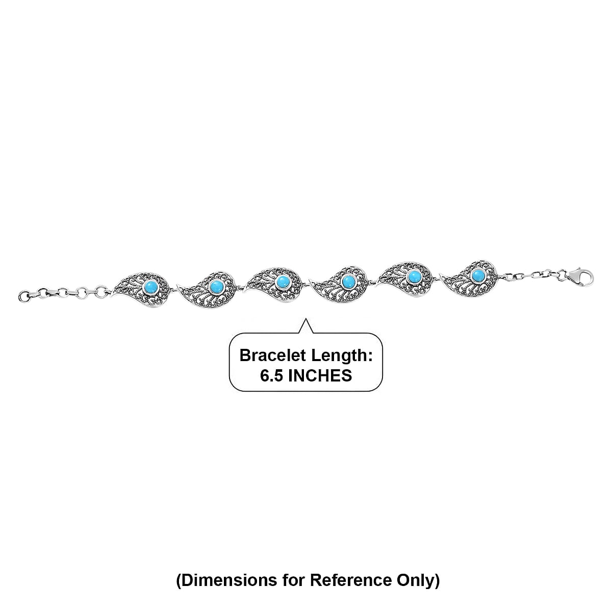 D'Joy Artisan Crafted Premium Sleeping Beauty Turquoise 1.85 ctw Bracelet in Sterling Silver (7.25 In) image number 4