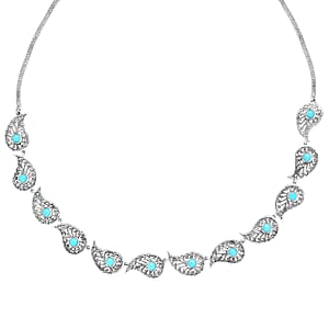 D'Joy Artisan Crafted Premium Sleeping Beauty Turquoise 4.10 ctw Necklace in Sterling Silver 18 -20 Inches 