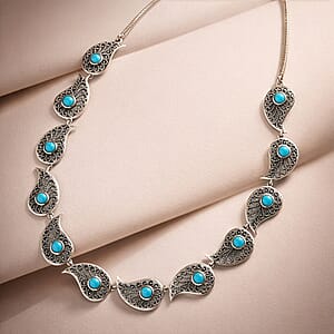 D'Joy Artisan Crafted Premium Sleeping Beauty Turquoise 4.10 ctw Necklace in Sterling Silver 18 -20 Inches 