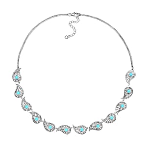 D'Joy Artisan Crafted Premium Sleeping Beauty Turquoise 4.10 ctw Necklace in Sterling Silver 18 -20 Inches 