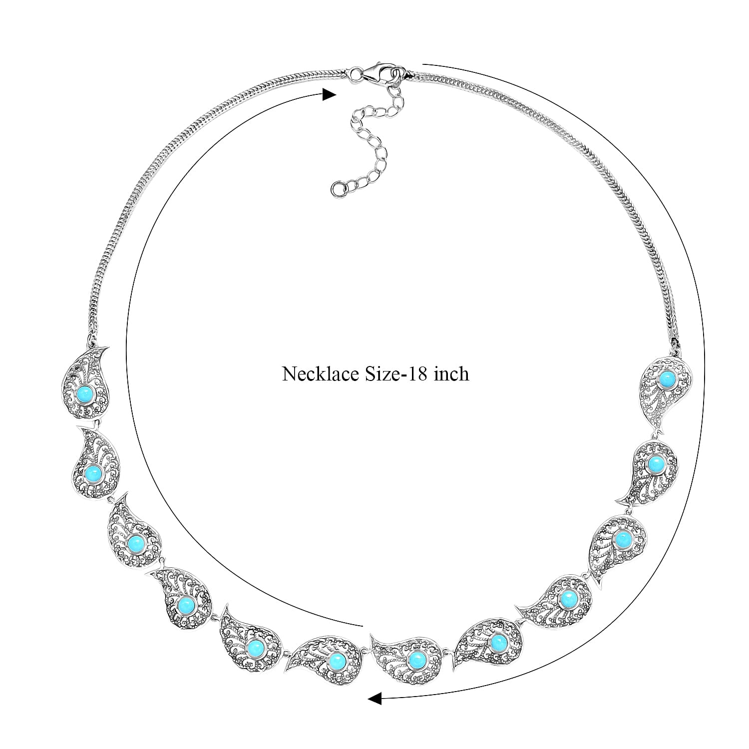 D'Joy Passport to Turkey Artisan Crafted Premium Sleeping Beauty Turquoise 3.50 ctw Necklace in Sterling Silver 18-20 Inches