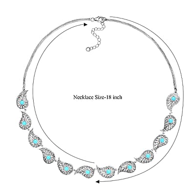 D'Joy Passport to Turkey Artisan Crafted Premium Sleeping Beauty Turquoise 3.50 ctw Necklace in Sterling Silver 18-20 Inches