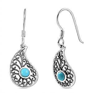 D'Joy Artisan Crafted Premium Sleeping Beauty Turquoise 0.60 ctw Earrings in Sterling Silver