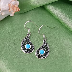 D'Joy Artisan Crafted Premium Sleeping Beauty Turquoise 0.60 ctw Earrings in Sterling Silver