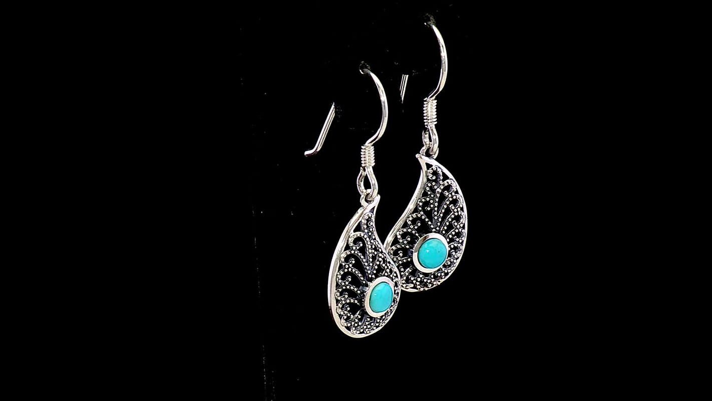 D'Joy Passport to Turkey Artisan Crafted Premium Sleeping Beauty Turquoise 0.60 ctw Earrings in Sterling Silver