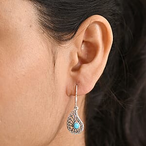D'Joy Artisan Crafted Premium Sleeping Beauty Turquoise 0.60 ctw Earrings in Sterling Silver