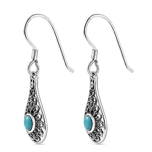 D'Joy Artisan Crafted Premium Sleeping Beauty Turquoise 0.60 ctw Earrings in Sterling Silver