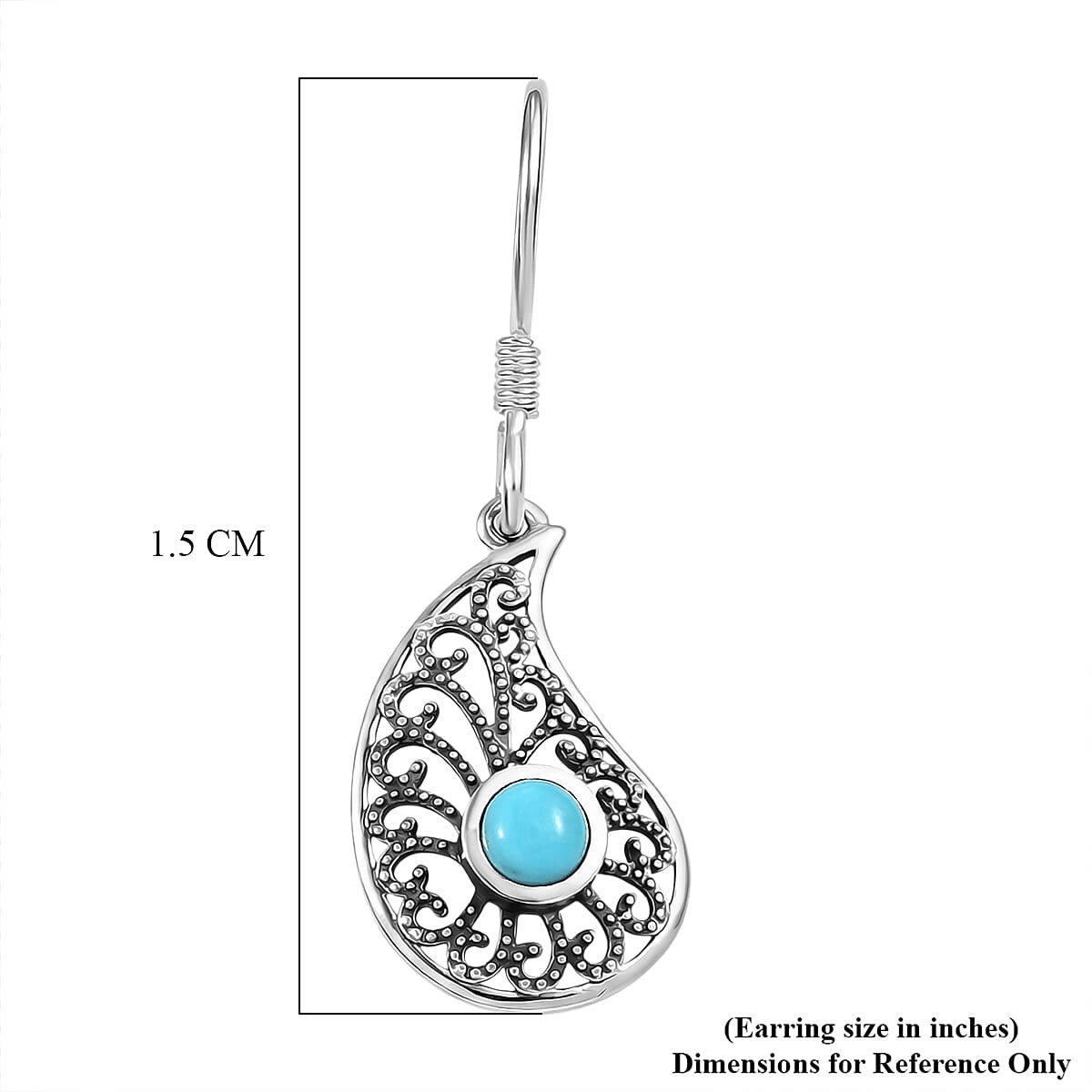 D'Joy Artisan Crafted Premium Sleeping Beauty Turquoise 0.60 ctw Earrings in Sterling Silver image number 5