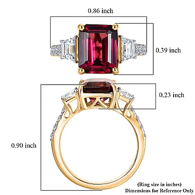 Certified & Appraised 10K Yellow Gold AAA Malawi Magenta Garnet, Luxuriant Lab Grown Diamond (G-H, SI) Ring (Size 5.0) 5.45 ctw