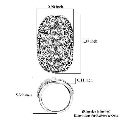 D'Joy Passport to Turkey Artisan Crafted Filigree Work Ring in Sterling Silver (Size 10.0) 6.48 Grams