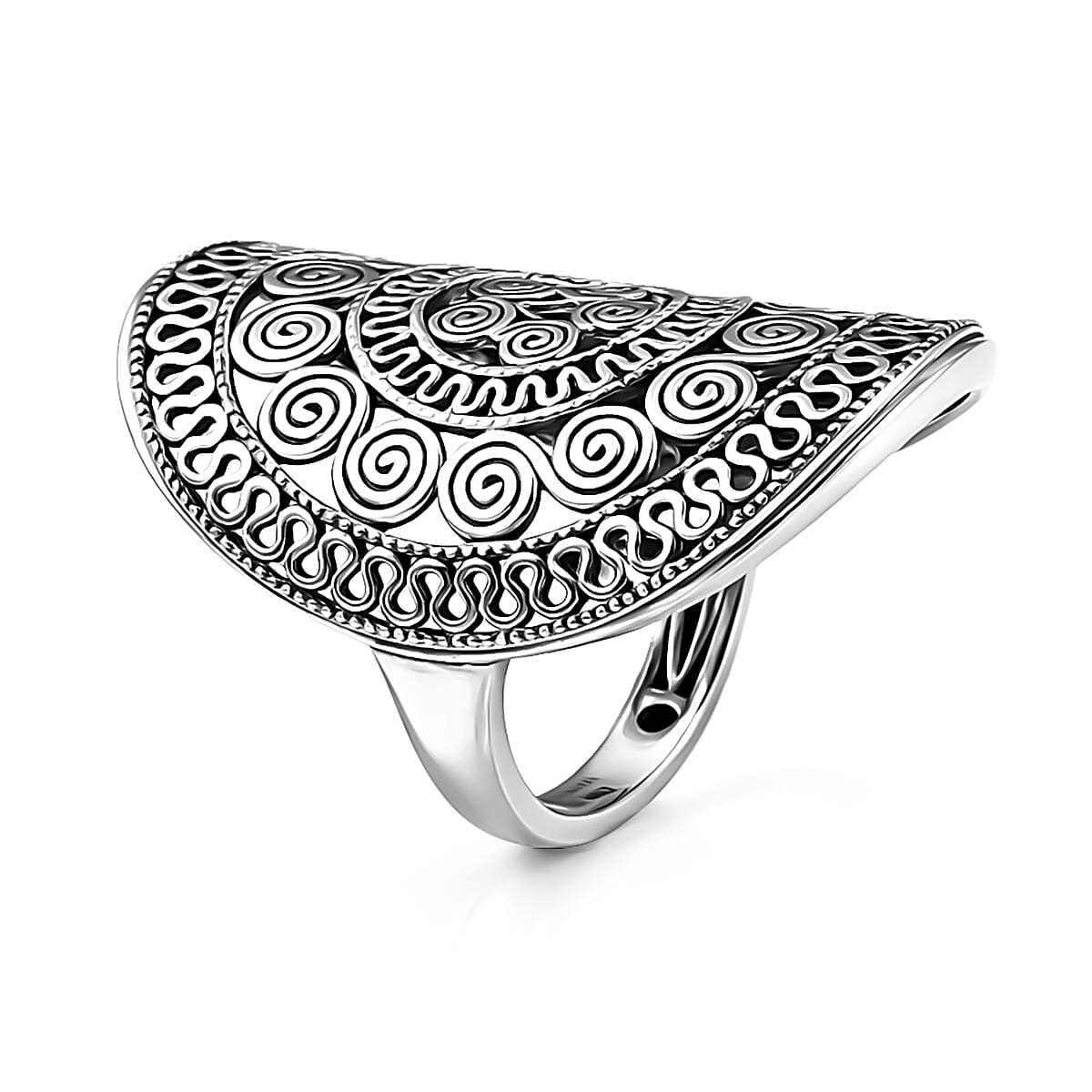 D'Joy Passport to Turkey Artisan Crafted Filigree Work Ring in Sterling Silver (Size 5.0) 6.48 Grams image number 3