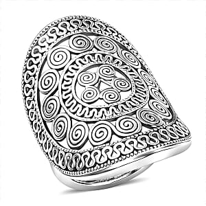 D'Joy Passport to Turkey Artisan Crafted Filigree Work Ring in Sterling Silver (Size 6.0) 6.48 Grams