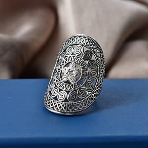 D'Joy Passport to Turkey Artisan Crafted Filigree Work Ring in Sterling Silver (Size 6.0) 6.48 Grams