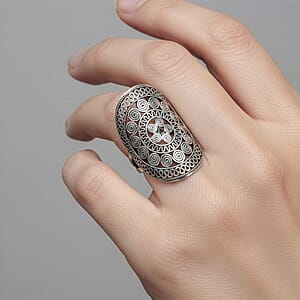 D'Joy Passport to Turkey Artisan Crafted Filigree Work Ring in Sterling Silver (Size 6.0) 6.48 Grams