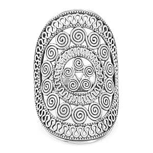 D'Joy Passport to Turkey Artisan Crafted Filigree Work Ring in Sterling Silver (Size 7.0) 6.48 Grams