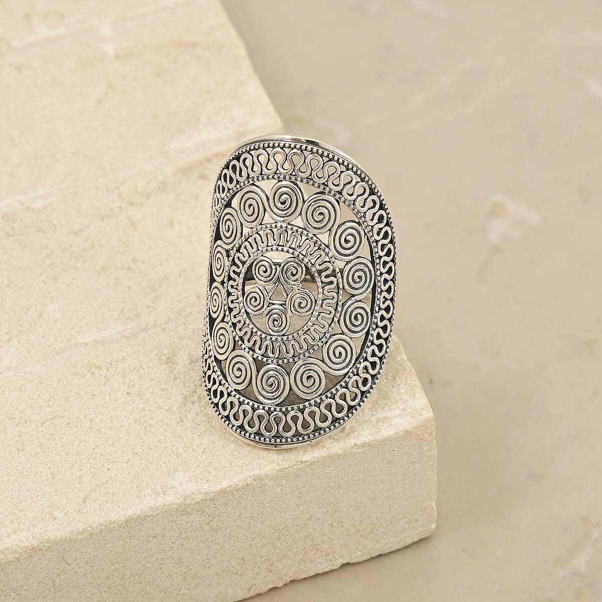 D'Joy Passport to Turkey Artisan Crafted Filigree Work Ring in Sterling Silver (Size 7.0) 6.48 Grams image number 1