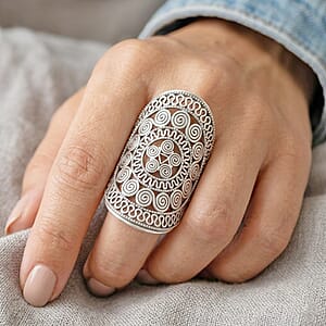 D'Joy Passport to Turkey Artisan Crafted Filigree Work Ring in Sterling Silver (Size 7.0) 6.48 Grams