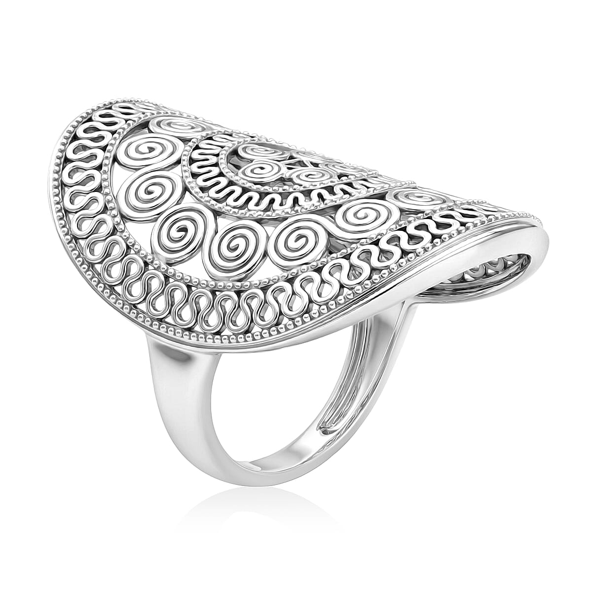 D'Joy Passport to Turkey Artisan Crafted Filigree Work Ring in Sterling Silver (Size 7.0) 6.48 Grams image number 3