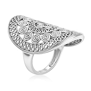 D'Joy Passport to Turkey Artisan Crafted Filigree Work Ring in Sterling Silver (Size 7.0) 6.48 Grams