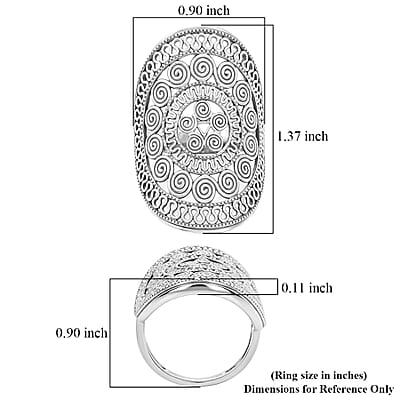 D'Joy Passport to Turkey Artisan Crafted Filigree Work Ring in Sterling Silver (Size 7.0) 6.48 Grams