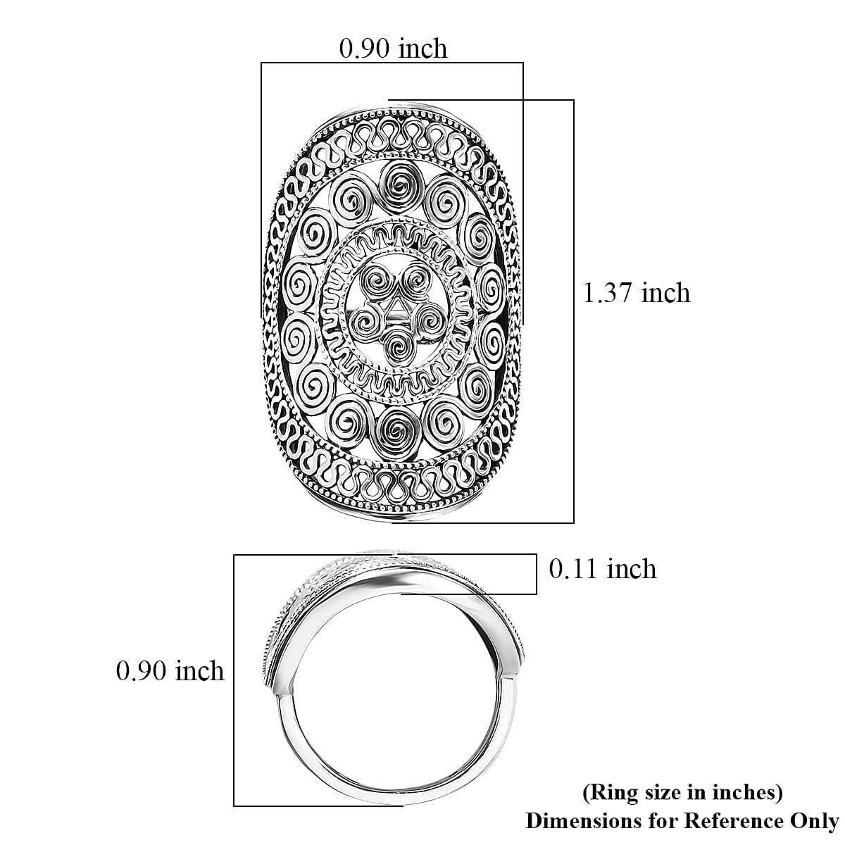 D'Joy Passport to Turkey Artisan Crafted Filigree Work Ring in Sterling Silver (Size 8.0) 6.48 Grams image number 5