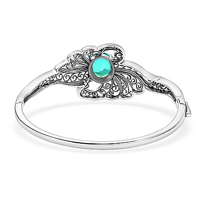 D'Joy Passport to Turkey Premium Peacock Quartz (Triplet) 5.30 ctw Bangle Bracelet in Sterling Silver (7.25 In)