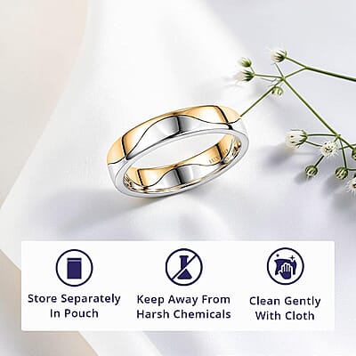Luxoro 10K White and Yellow Gold Wave Dual Elegance Band Ring (Size 9.0) (4.35 g)