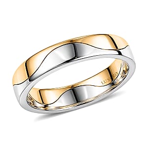Luxoro Wave Band Ring in 10K White and Yellow Gold (Size 6.0) 4.35 Grams