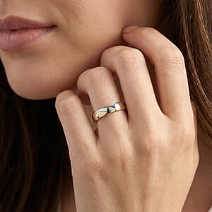 Luxoro Wave Band Ring in 10K White and Yellow Gold (Size 6.0) 4.35 Grams