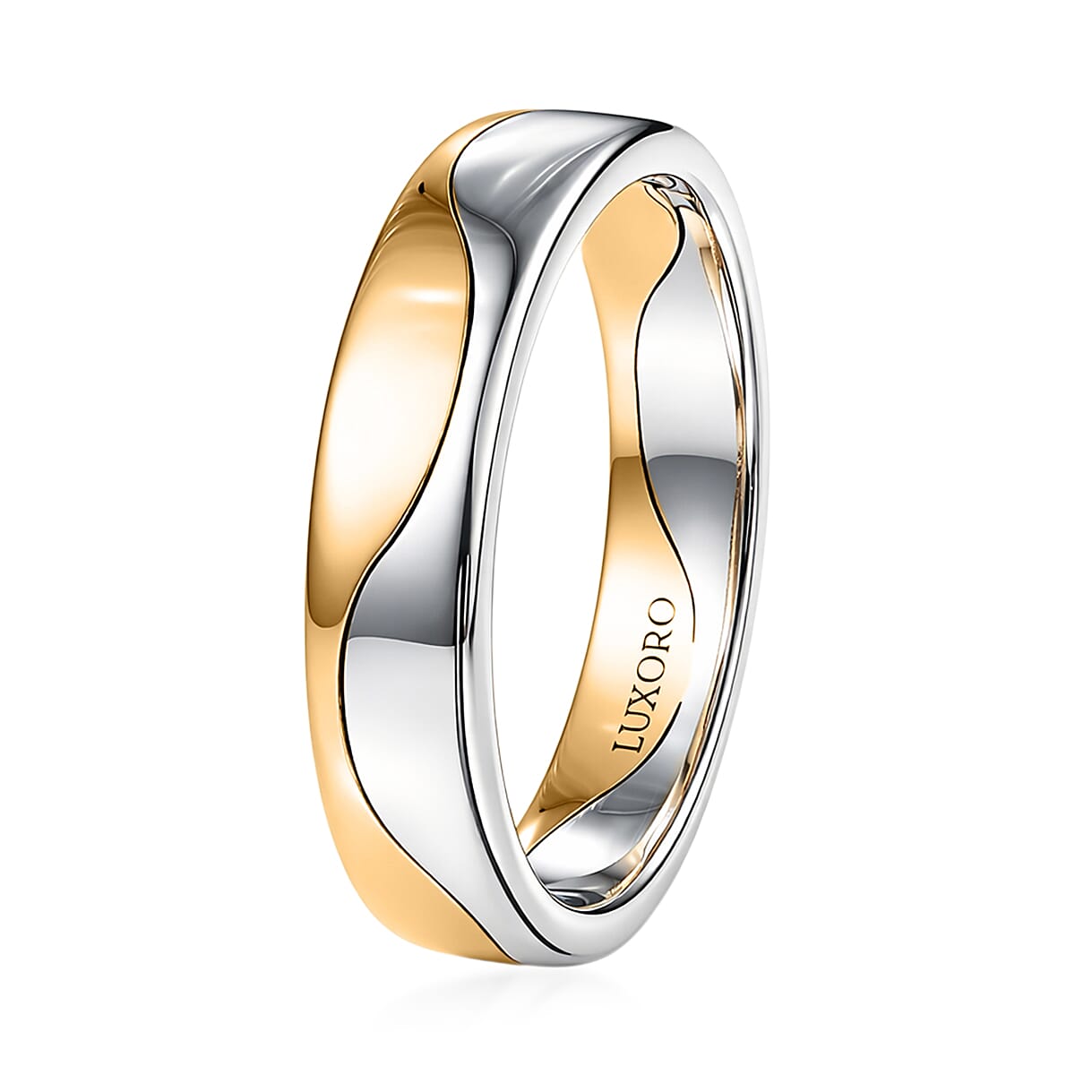 Luxoro 10K White and Yellow Gold Wave Dual Elegance Band Ring (Size 9.0) (4.35 g) image number 3