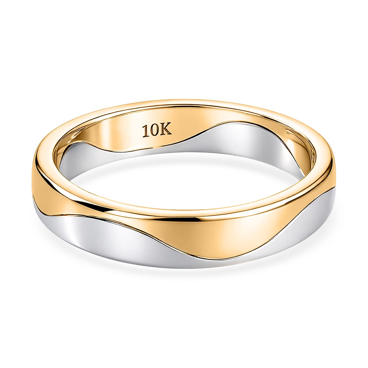 Luxoro 10K White and Yellow Gold Wave Dual Elegance Band Ring (Size 9.0) (4.35 g) image number 4