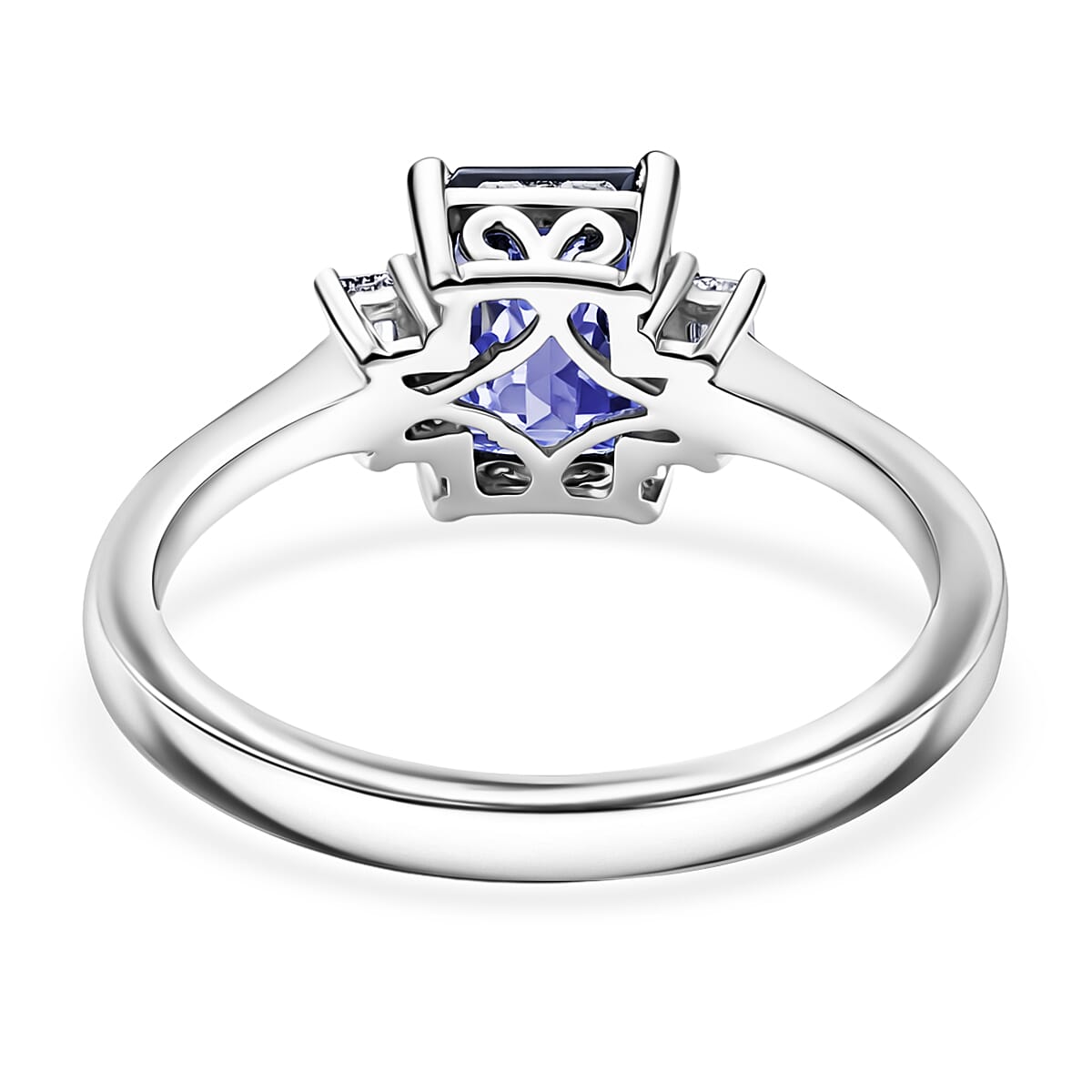 Premium Catalina Iolite and Luxuriant Lab Grown Diamond G-H SI 1.50 ctw Ring in Rhodium Over Sterling Silver (Size 5.0) image number 4